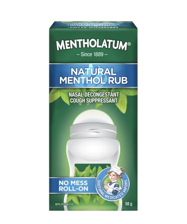 Mentholatum No Mess Natural Menthol Rub Roll On Vapourizing Rub Cough Suppressant & Nasal Decongestant 50g