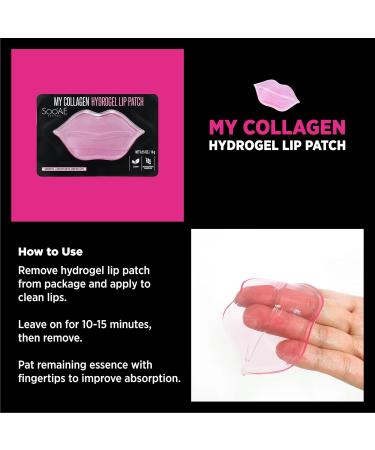 SooAE My Collagen Hydrogel Lip Patch - 12 Count Moisturizing Anti-Aging Lip Mask for Youthful Lips - Buy Online on SooperMarket.com