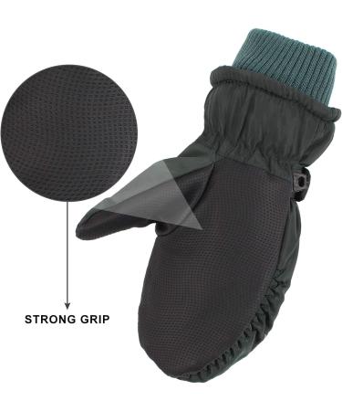XIAOHAWANG Kids Ski Gloves - Waterproof Dinosaur Mittens for Boys & Girls 2-8 Years - Blackish Green - Buy Online on SooperMarket.com
