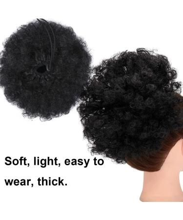 Afro Puff Drawstring Ponytail Short Afro Bun Extension Hairpiece Synthetic Curly Hair Ponytail for Black Women Afro Chignon Hairpieces Wig Party Cosplay Costume for Women - Buy Online on SooperMarket.com