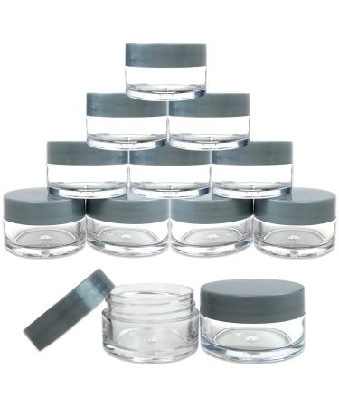 Beauticom 12 Pieces 20G/20ML Round Clear Jars with Gray Lids for Herbs Spices Loose Leaf Teas Coffee and Other Foods - BPA Free