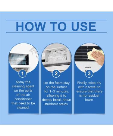 Air Conditioner Coil Cleaner | 120ml Rinse-Foam Spray | Ac Coil Cleaner Foaming Air Conditioner Coil Cleaner Spray for Dust Dirt - Buy Online on SooperMarket.com