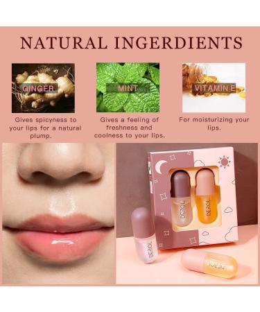 Natural Lip Plumper Set: Day & Night Lip Enhancer Balm with Plant Extracts - Lip Serum for Fuller, Hydrated Lips (2 Pcs, 5.5MLX2) - Buy Online on SooperMarket.com