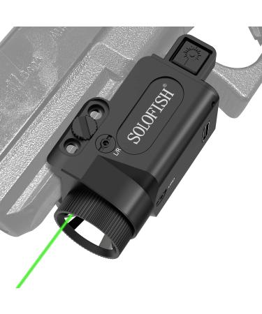 SOLOFISH 500lm Pistol Laser Light Combo Green/Blue Laser Beams for Guns with Weaponlight Tactical Strobe Handgun Lights Laser Sight Compatible with Glock 17 19 w/Rail Green Laser Light Combo