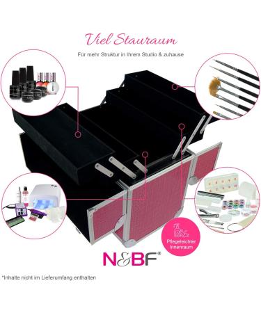Buy N&BF Professional Large Aluminum Makeup Case - Lockable Multi-Compartment Beauty Case (Pink) | International Shipping - Buy Online on SooperMarket.com