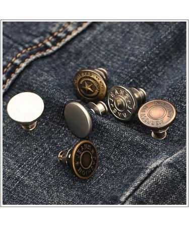 6 Pcs Adjustable Jean Button Pins for Pants - No Sew, No Tools Required | Instant Waist Tightener for Jeans | Reusable and Simple Installation (Style 1) - Buy Online on SooperMarket.com