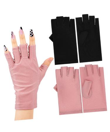 BELLIFFY 2 Pairs UV Gloves Nail Art Accessory Gel Nail Gloves UV Nail Gloves Fingerless Gloves Nail Art Supplies Gloves for Gel Nails Nail Nail Gloves