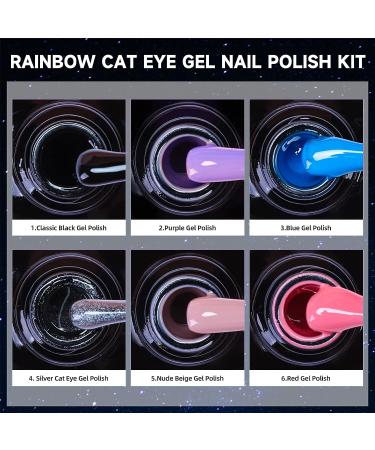 Morovan Cat Eye Gel Nail Polish Kit with UV Light - Black Solid Colors - Gel Liner, Base Coat, and Top Coat - Complete Gel Nail Polish Set - Buy Online on SooperMarket.com
