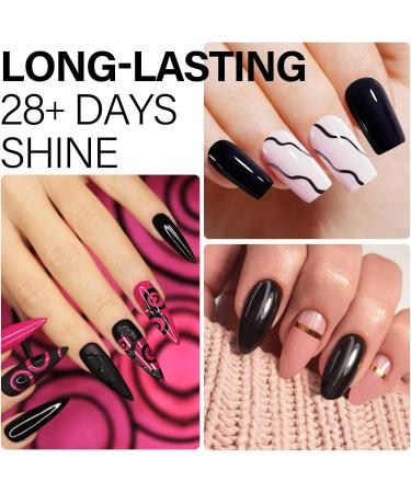 AILLSA Hot Pink Gel Nail Polish Set Black Nude Baby Pink Gel Polish with Base and Top Coat Long Lasting Barbie All Season Color Soak Off U V L ED Manicure Art Salon DIY at Home 7Pcs 8ML Black Pink - Buy Online on SooperMarket.com