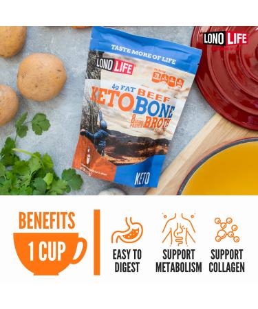 LonoLife Keto Beef Bone Broth Powder - Grass Fed, High in Collagen Protein, Paleo & Keto Friendly, Gluten-Free - 8oz Bulk Container (15 Servings) - Buy Online on SooperMarket.com