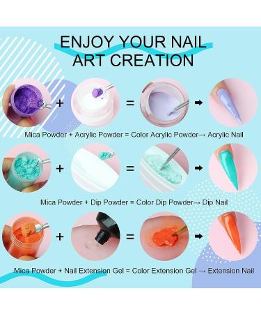 Saviland 24 Colors Nail Mica Powder - 10g Pigment Nail Powder for Gel Polish, Shimmer Acrylic & Poly Nails - DIY Color Nail Art - Buy Online on SooperMarket.com