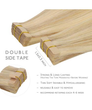 Buy If-alife Tape Extensions - 20pcs 50g 14 Inch Light Blonde Highlights Remy Real Hair Invisible Skin Weft Hair Extensions - Buy Online on SooperMarket.com