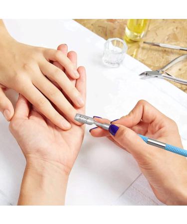Krisp Beauty Dual Sided Cuticle Pusher - Surgical Grade Stainless Steel Manicure/Pedicure Tool Set for Nail Care - Blue - Buy Online on SooperMarket.com
