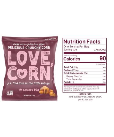 LOVE CORN Family Favorites Variety Pack Snacks | Sea Salt Cheezy BBQ Salt & Vinegar | 0.7oz 20 Bags | Non-GMO Gluten-Free Plant Based Low-Sugar - Buy Online on SooperMarket.com