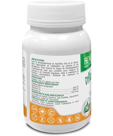 Benemax High-Potency Plant-Based Vitamin D3 + D2 + K2 (500IU + 500IU - 120mcg) Supports Bone Teeth & Heart Health. Natural Immune Support. 30 Easy to Swallow Capsules. Made in Canada! - Buy Online on SooperMarket.com