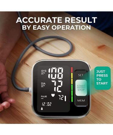 QGUGU Blood Pressure Monitor - Automatic Upper Arm BP Machine with Adjustable Digital Cuff Kit, Backlit Display, 240 Sets Memory - USB Cord & Carrying Case Included - Black - Buy Online on SooperMarket.com