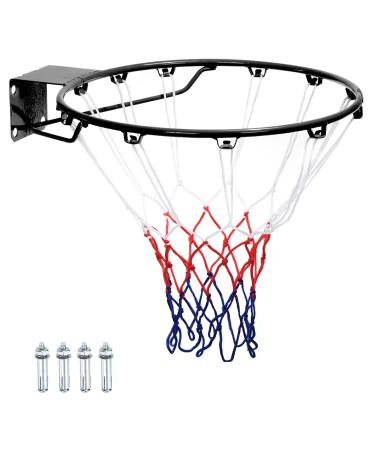 PATIKIL Basketball Rim, 18 Inch, Replacement Wall Door Mounted Hanging Standard Goal Fit Most Sizes of Backboard Indoor and Outdoor, Orange (Solid ) Black