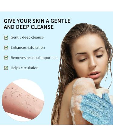 Reusable Blue Exfoliating Glove - 2pc Set for Body Scrubbing and Dead Skin Removal - Buy Online on SooperMarket.com