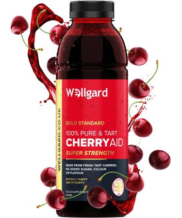 Wellgard Tart Cherry Juice CherryAid 100% Concentrated Montmorency Cherry Juice 500ml Sour Cherry Made in UK