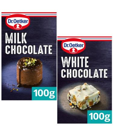 Baking Chocolate Bar Bundle With Dr. Oetker Milk Chocolate Bar 100g & Dr. Oetker White Chocolate Bar 100g (2 Pack)