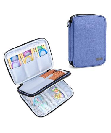 LUXJA Knitting Needles Case(up to 8 Inches) Travel Organizer Storage Bag for Circular Needles 8 Inches Knitting Needles and Other Accessories(NO ACCESSORIES INCLUDED) Dark Blue
