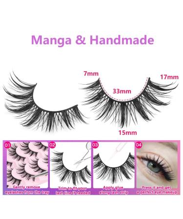Shop Geeneiya Manga Lashes - Natural Look 3D Spiky Thick False Eyelashes for Anime Cosplay & Korean Makeup | International Shipping - Buy Online on SooperMarket.com