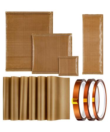 13 Pieces Heat Press Pillow Bundle Tools Kit, Include 4 Heat Pressing Transfer Pillow Mat, 6 Heat Transfer Sheet and 3 Heat Resistant Tape for Screen Print, Heat Press Printing Projects (Coffee)