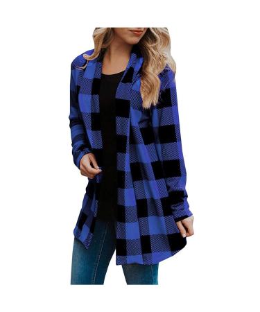 Long Shirt Outerwear Top Thin Warm Knitted Coat Women's Blouse V-Neck Shirt Tunic Long Women's Tunic Women's Shirt Casual Checked Shirt Women's Winter Chunky Knit Jacket D-blue 4XL