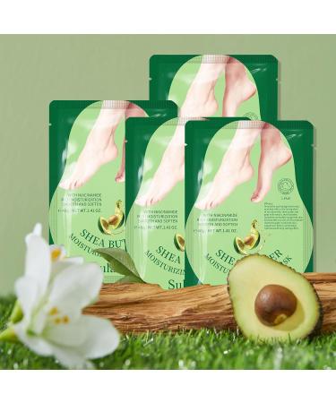 Moisturizing Foot Mask with Shea Butter & Goat Milk | Hydrating Dry Cracked Feet Treatment - 5 Pairs for Men & Women - Buy Online on SooperMarket.com