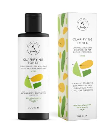Clarifying Toner for Face - Salicylic Acid Toner - Spot and Oil Control Cruelty-Free Skincare by The Natural and Organic Family - 7.04 oz Apple