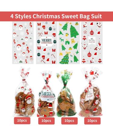Christmas Cellophane Bags Christmas Candy Bags with Twist Ties Xmas Party Gift Bags Christmas Candy Cookie Bags Goodies Treat Bags for Christmas Party Supply Party Favor 50pcs - Buy Online on SooperMarket.com