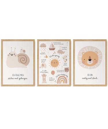 Happyarts |Kinderzimmer Image 3 Set A4 Affirmations Poster Deco Girl Boy Baby Room |Affirmationposter affirmations self -love mindfulness without frame 3 Set (DIN A4)