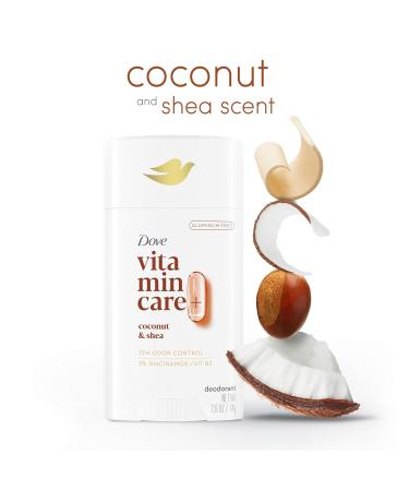 Dove VitaminCare+ Aluminum Free Deodorant Stick for 72H Odor Protection Coconut & Shea Breathable Deodorant for Women 2.6 oz Coconut + Shea 2.6 Ounce (Pack of 1) - Buy Online on SooperMarket.com