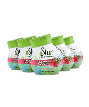 Stur Drinks - Strawberry Watermelon Natural Water Enhancer Liquid Drink Mix Sugar Free Zero Calorie Vitamin C Stevia Make Your Own Fruit Infused Flavored Waters Makes 100 Drinks Strawberry Watermelon 1.62 Fl Oz (Pack of 5)