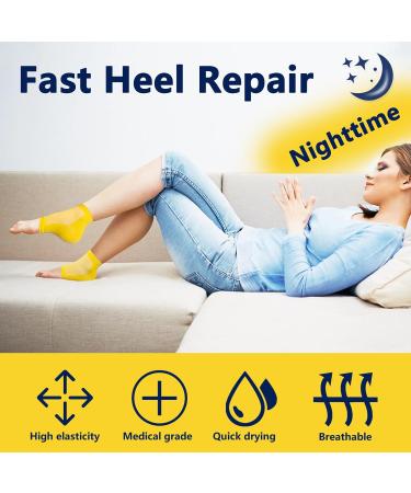 Moisturizing Gel Heel Socks - 2 Pairs for Cracked Feet Care | Night Treatment for Dry Heels | Spa Socks for Men & Women - Yellow Regular - Buy Online on SooperMarket.com