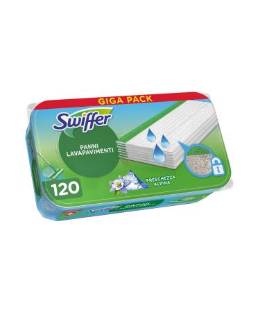 Swiffer Wet Floor Cleaner 120 Wet Cloths Lemon Maxi Format Morning Freshness Antibacterial Hygienizing Formula Removes Dirt and Bacteria for All Types of Floors