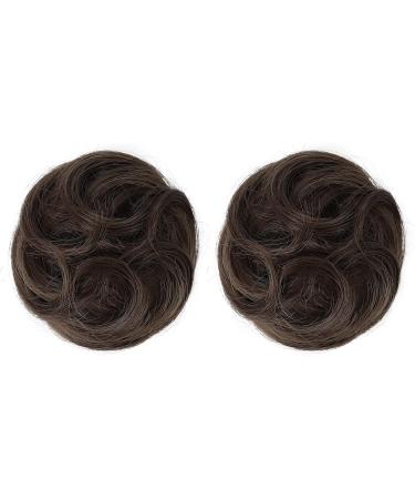 REECHO 2 PCS Mini Claw Clip in Messy & Cat Ears Hair Bun Extensions Wig Accessory Updo Hairpieces for Women Girls (Pack of 2-3.5" Wavy Dark Brown with Copper Highlights) Pack of 2 - 3.5" Wavy Dark Brown with Copper Highlights - Buy Online on SooperMarket.com