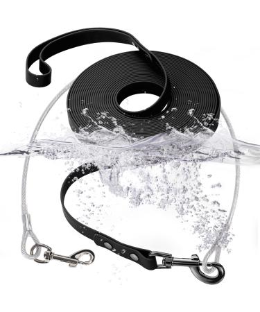 Waterproof Leash for Dogs with Chew Proof Tie-Out Leashes Waterproof Training Leash for Dogs (Black 10m) 10m Black