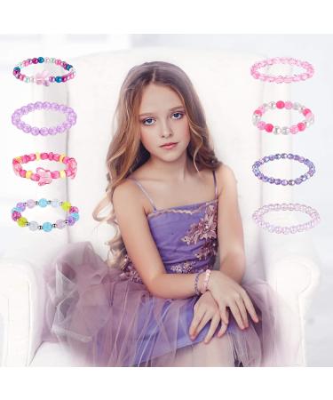 Hicarer 20 Pieces Girl Beaded Bracelets Cute Rainbow Bead Bracelets Colorful Bracelets Princess Bracelets Stretchy Bead Bracelets for Prince Birthday Present (Elegant Style) - Buy Online on SooperMarket.com
