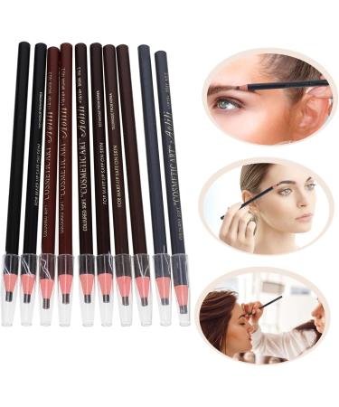 Mikinona Black Colored Pencils 10pcs Eyebrow Pencil Makeup Tools Brow Pencil and Brush Eyebrow Drawing Tools Girl Pretty Spool - Buy Online on SooperMarket.com