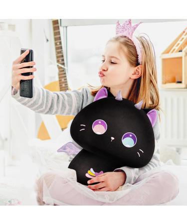 Mewaii 14'' Soft Purple Big Eyed Cat Mushroom Pillow Stuffed Animal Plush - Cuddly Cat Plush Toy for Kids - Buy Online on SooperMarket.com