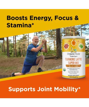 Organic Veda Turmeric Golden Super Milk Latte Mix - USDA Certified, High Curcumin & Ayurvedic Herbs for Energy, Focus & Immune Support - 8 oz - Buy Online on SooperMarket.com