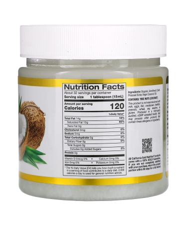 California Gold Nutrition Organic Extra Virgin Coconut Oil 16 fl oz - Cold Pressed, 2 Pack (473 ml x 2) - Buy Online on SooperMarket.com