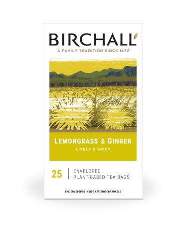 Birchall Tea Bags Lemongrass & Ginger Tea Gift Set Experience the Bright and Spicy Flavors of Lemongrass & Ginger Tea 6 Boxes of 25 Enveloped Plant-Based Tea Bags Lemongrass & Ginger Herbal Tea 150 Total - 25 Bags x 6 Boxes