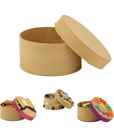 Better crafts Round Paper-Mache Box DIY Gift Box with Lid (Pack of 6) 6 Count (Pack of 1)