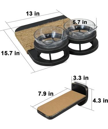 Cat Hammock & Wall Shelves with 3 Steps, Perches, and Food Shelf - Climbing, Scratching Post, and Plush Covered Steps for Indoor Cats - Black - Buy Online on SooperMarket.com