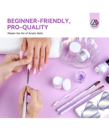 Saviland Acrylic Nail Kit for Beginners - 3 Colors Powder & Liquid Set with Nail Brush & Tools - DIY Nail Extension & Manicure Gift - 02 with Practice Fingers - Buy Online on SooperMarket.com