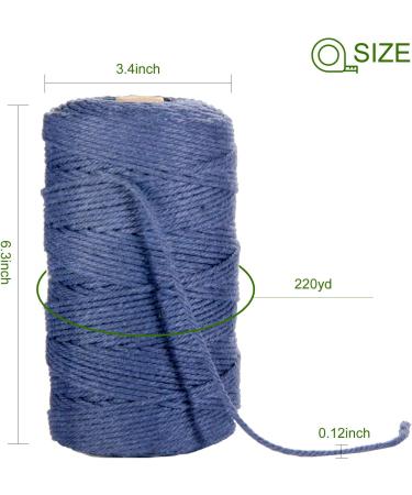 POZEAN Navy Blue Macrame Cord 3mm x 220 Yards - 100% Natural Cotton Rope for DIY Crafts, Wall Hanging, Plant Hangers - Christmas Wedding Decor Projects - Buy Online on SooperMarket.com