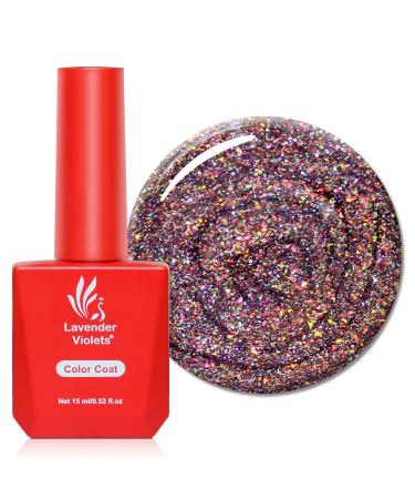 Lavender Violets 15ml Gel Nail Polish Purple Irregular Sequins Golden Fireworks Colour UV LED Soak Off Manicure Pedicure Larger Content Salon Quality Milky Way A0685 Dazzling Milky Way