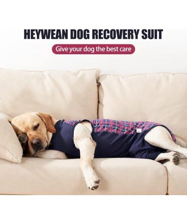 Heywean Dog Recovery Suit - Post-Op Wound Protection & Medical Shirt for Dogs | XXXL Marine Plaid - Buy Online on SooperMarket.com